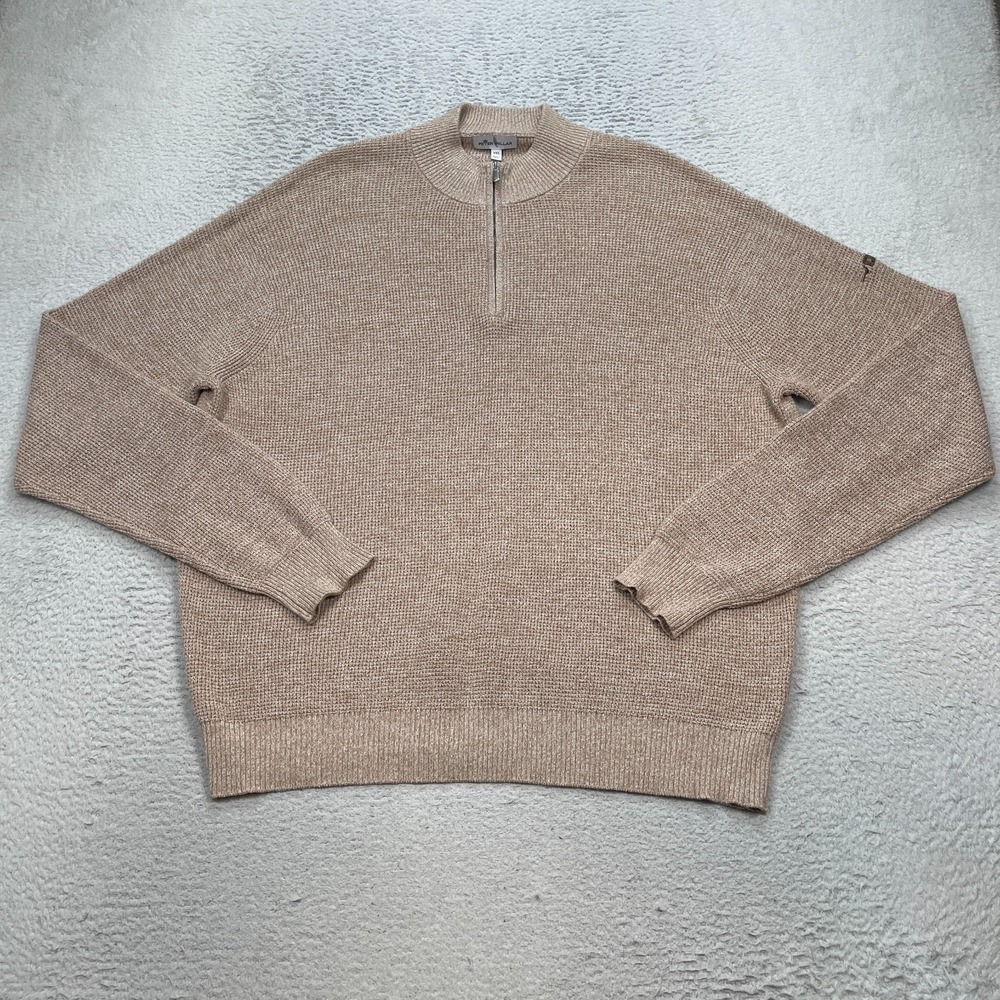 Peter Millar Crown Kitts Twisted 1/4 Zip Sweater Men's XXL Cotton Wool LOGO